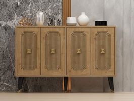 Consola, Odessa, Desarı, 120x80x30 cm, PAL, Stejar safir / Aur