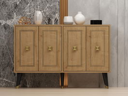 Consola, Odessa, Hartın, 120x80x30 cm, PAL, Stejar safir / Aur