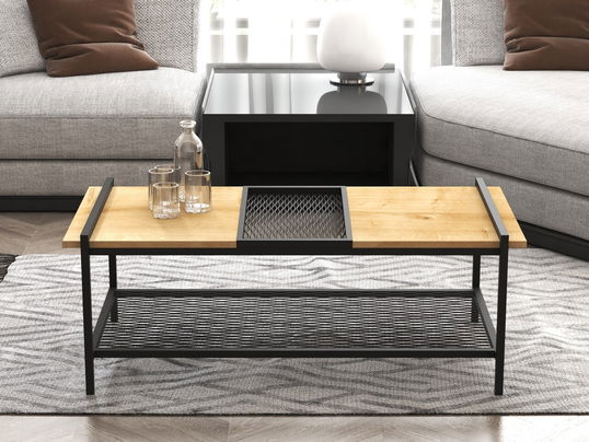 Masuta de cafea, Puqa Design, Mata, 120x45x56 cm, PAL, Nuc / Negru