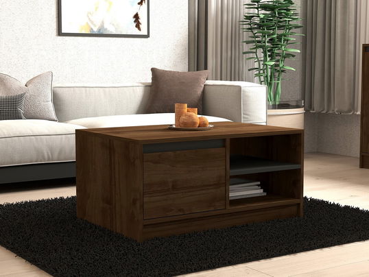Masuta de cafea, Puqa Design, Ongu, 90x45x60 cm, PAL, Nuc / Antracit