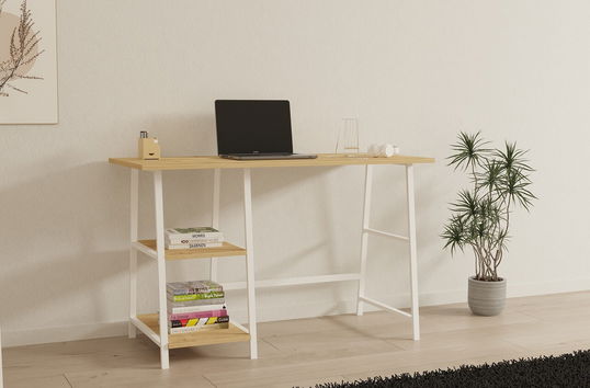 Birou, Puqa Design, Dobra, 120x75x51 cm, PAL, Safir / Alb