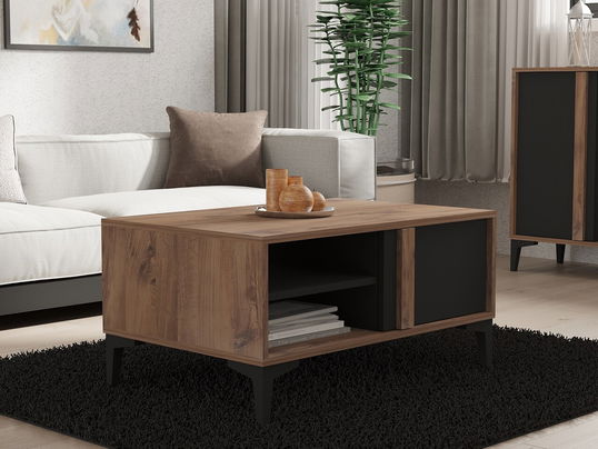 Masuta de cafea, Puqa Design, Sonay, 90x45x60 cm, PAL, Atlantic / Antracit