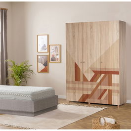 Dulap pentru haine, Vella, Lena 3 -910, 135x192x52 cm, PAL, Sonomo