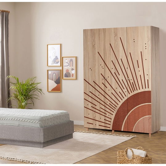 Dulap pentru haine, Vella, Lena 3 -970, 135x192x52 cm, PAL, Sonomo