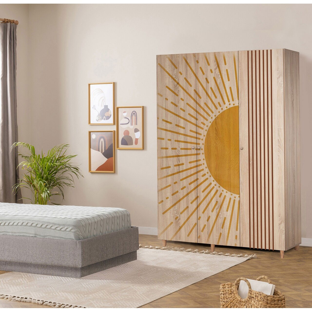 Dulap pentru haine, Vella, Lena 3 -971, 135x192x52 cm, PAL, Sonomo