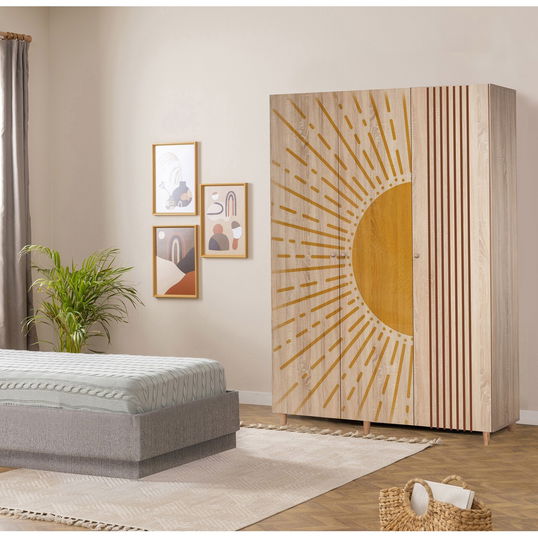 Dulap pentru haine, Vella, Lena 3 -971, 135x192x52 cm, PAL, Sonomo