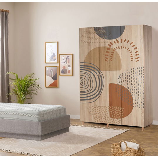 Dulap pentru haine, Vella, Lena 3 -975, 135x192x52 cm, PAL, Sonomo