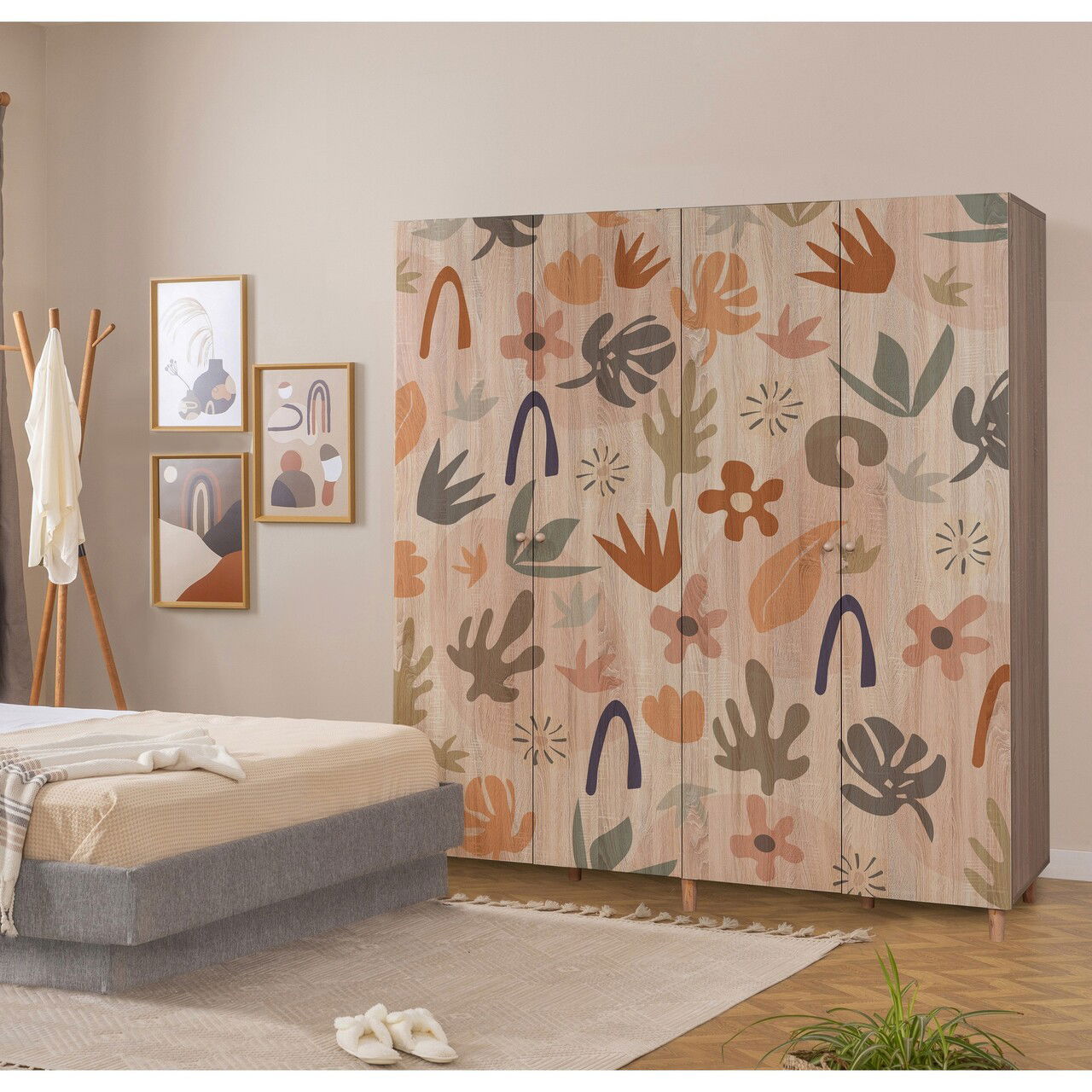 Dulap pentru haine, Vella, Loni 4 -906, 180x192x52 cm, PAL, Sonomo