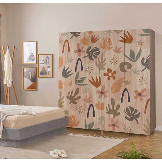 Dulap pentru haine, Vella, Loni 4 -906, 180x192x52 cm, PAL, Sonomo