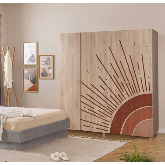 Dulap pentru haine, Vella, Loni 4 -970, 180x192x52 cm, PAL, Sonomo