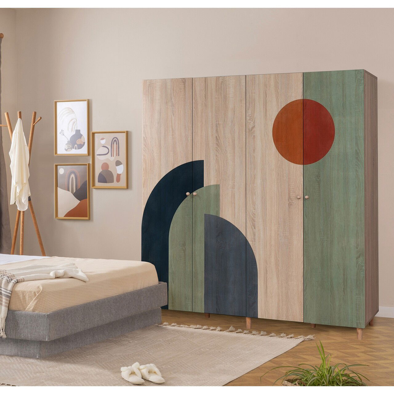 Dulap pentru haine, Vella, Loni 4 -972, 180x192x52 cm, PAL, Sonomo
