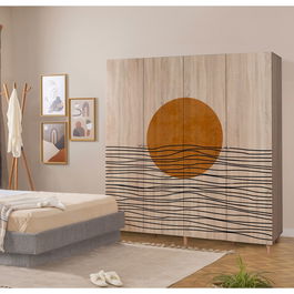 Dulap pentru haine, Vella, Loni 4 -974, 180x192x52 cm, PAL, Sonomo