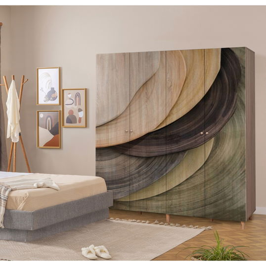 Dulap pentru haine, Vella, Loni 4 -977, 180x192x52 cm, PAL, Sonomo