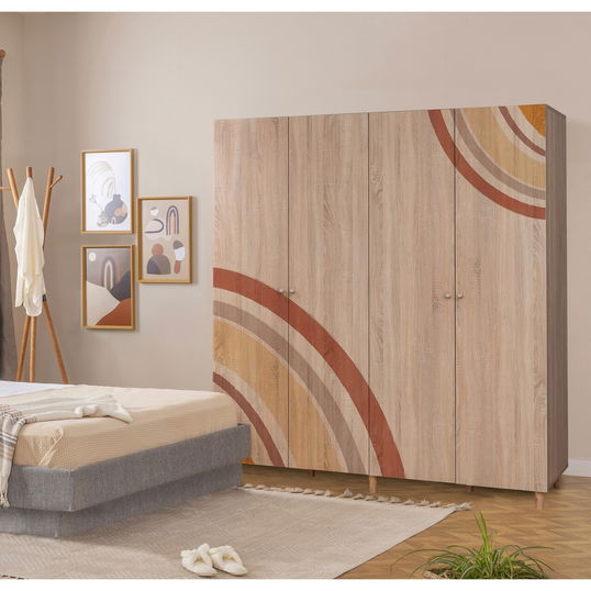 Dulap pentru haine, Vella, Loni 4 -978, 180x192x52 cm, PAL, Sonomo