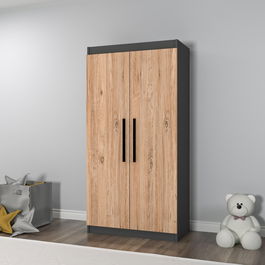 Dulap pentru haine, Arnetti, Akser, 90x180x45 cm, PAL, Pin Atlantic / Antracit