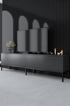 Comoda TV, Bexley, Lord, 180x47x30 cm, PAL, Antracit / Negru