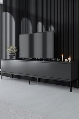 Comoda TV, Bexley, Lord, 180x47x30 cm, PAL, Antracit / Negru