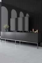Comoda TV, Bexley, Lord, 180x47x30 cm, PAL, Antracit / Argintiu