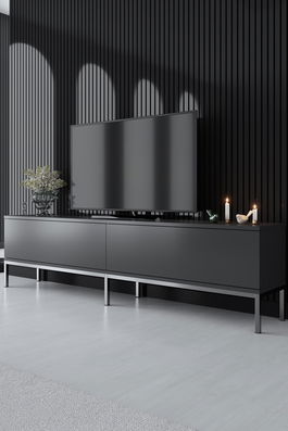Comoda TV, Bexley, Lord, 180x47x30 cm, PAL, Antracit / Argintiu