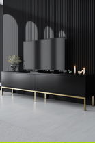 Comoda TV, Bexley, Lord, 180x47x30 cm, PAL, Negru