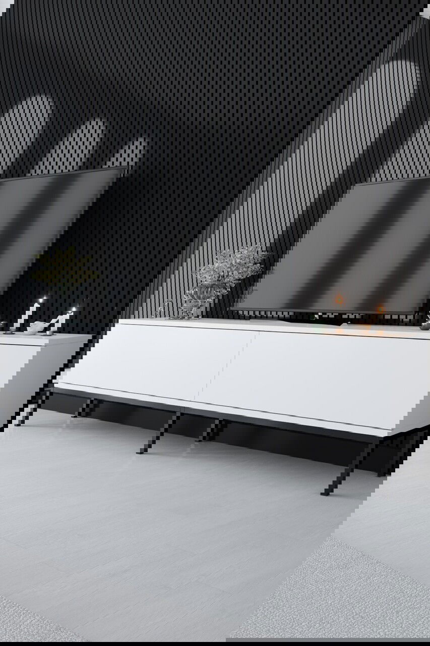Comoda TV, Bexley, Lord, 180x47x30 cm, PAL, Alb/Negru
