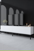 Comoda TV, Bexley, Lord, 180x47x30 cm, PAL, Alb/Negru