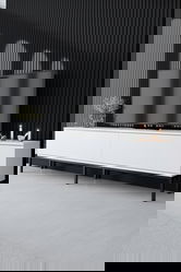 Comoda TV, Bexley, Lord, 180x47x30 cm, PAL, Alb/Negru