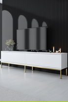 Comoda TV, Bexley, Lord, 180x47x30 cm, PAL, Alb/Auriu