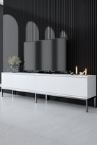 Comoda TV, Bexley, Lord, 180x47x30 cm, PAL, Alb / Argintiu