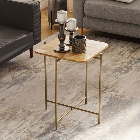 Masuta de cafea, Cerritos, Shb-005-A, 46x56x46 cm, Lemn, Aur / Natural