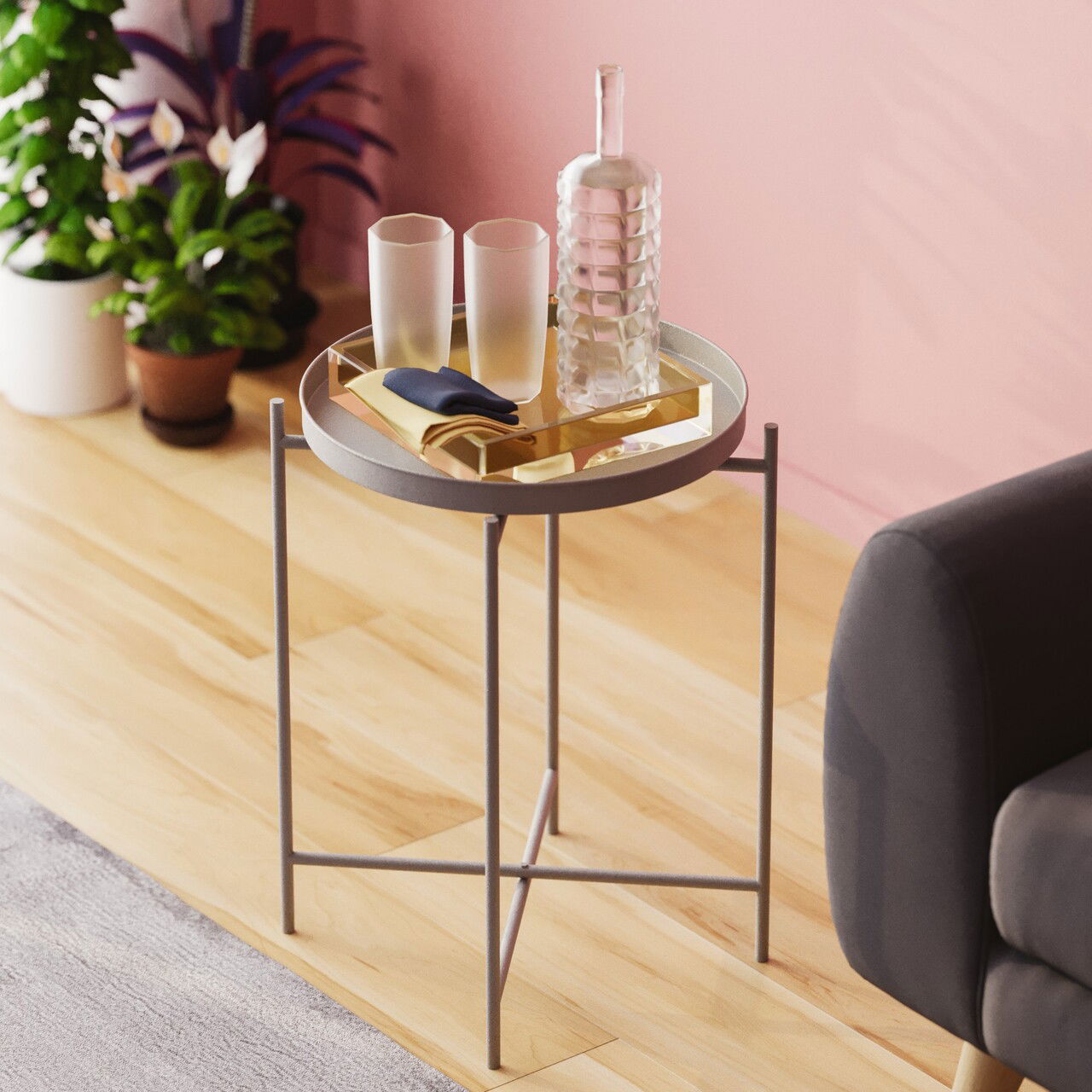 Masuta de cafea, Cerritos, Shb-007-C, 46x56x46 cm, Metal, Gri
