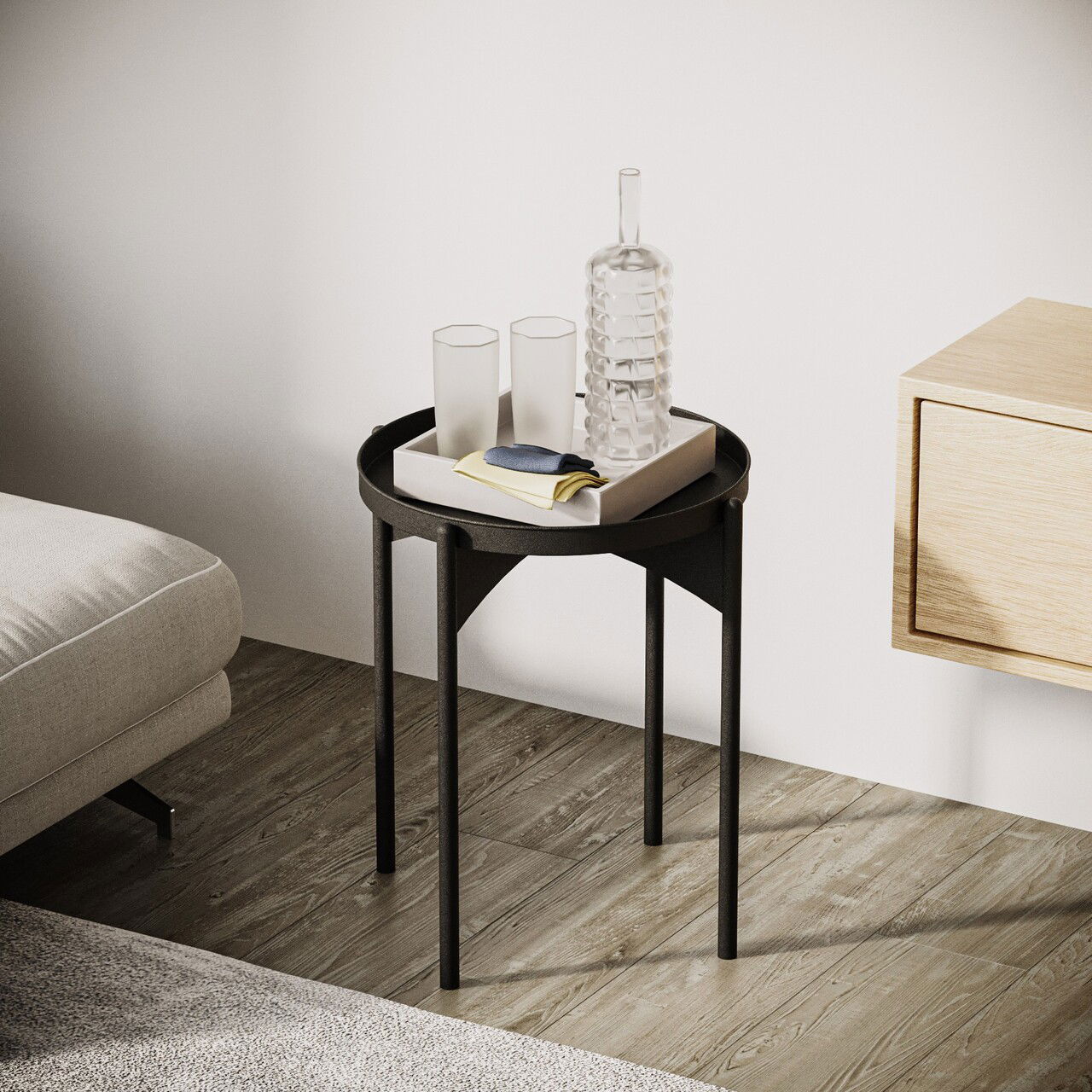 Masuta de cafea, Cerritos, Shb-002-A, 44x57x44 cm, Metal, Negru