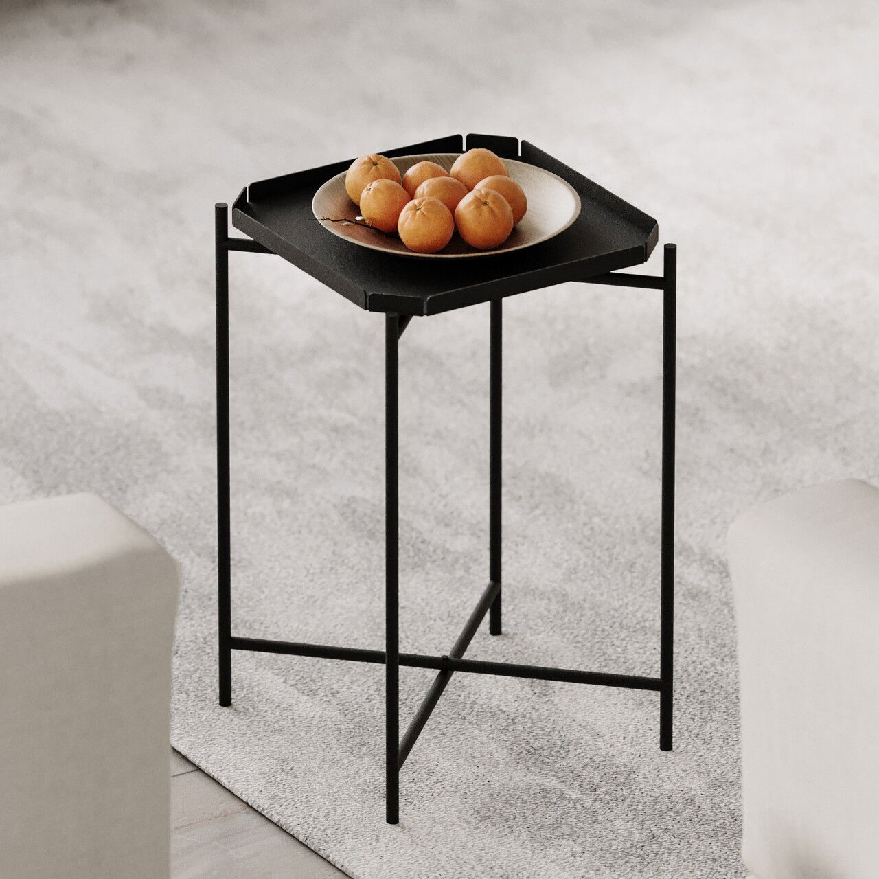 Masuta de cafea, Cerritos, Shb-008, 46x56x46 cm, Metal, Negru
