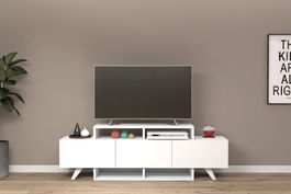 Comoda TV, Coraline, Alwin Alt, 150x49x31.6 cm, PAL, Alb