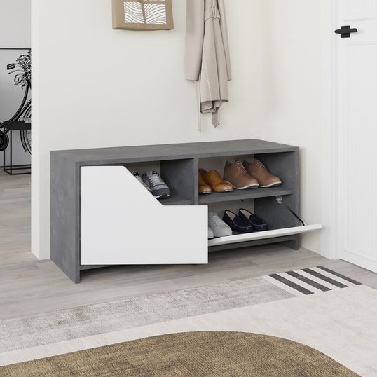 Pantofar, Decortie, Nexus Shoe Cabinet, 105x47x37 cm, PAL, Gri/Alb