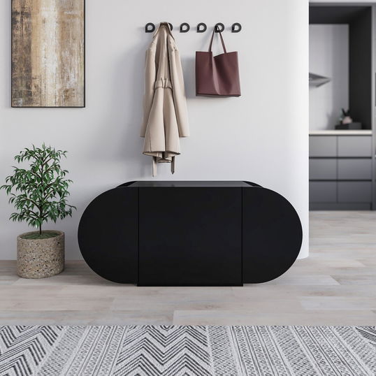 Pantofar, Decortie, Pozy Shoe Bench, 110x50x40.4 cm, PAL, Negru