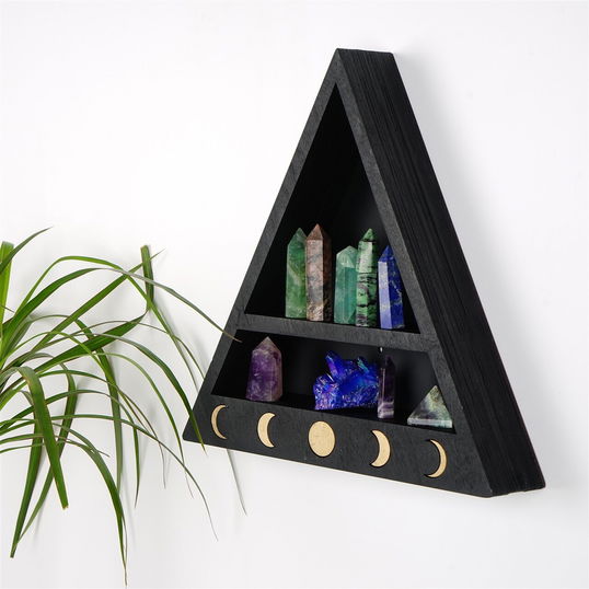 Raft de perete, Evila Originals, Cry001-S, 30x30x6 cm, Lemn masiv, Negru