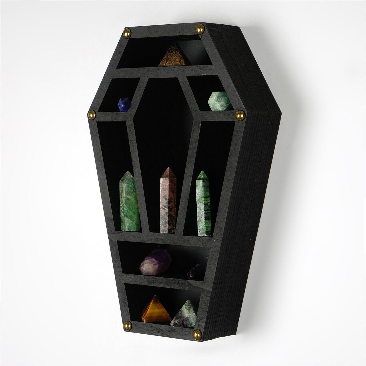 Raft de perete, Evila Originals, Cry038, 22x33x6 cm, Lemn masiv, Negru
