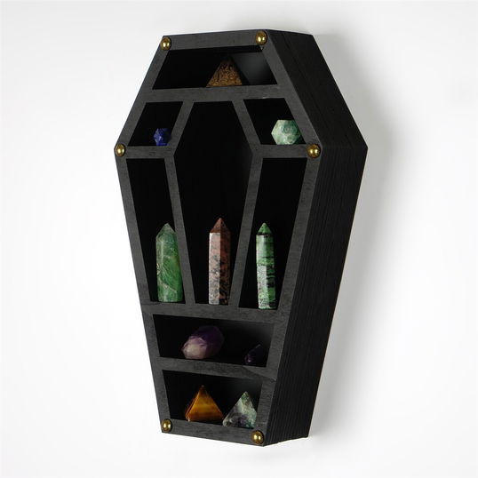 Raft de perete, Evila Originals, Cry038, 22x33x6 cm, Lemn masiv, Negru