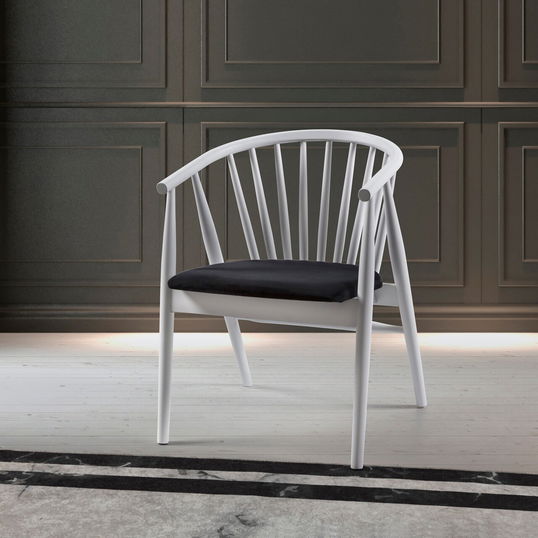 Scaun, Fairfax, Albero50, 55x77x47 cm, Lemn masiv , Alb/Negru
