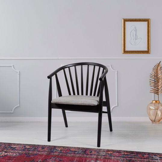 Scaun, Fairfax, Albero51, 55x77x47 cm, Lemn masiv , Negru/Bej