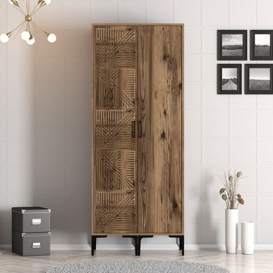 Dulap pentru haine, Hommy Craft, Kumsal PS, 80x47.5x201.4 cm, PAL, Maro