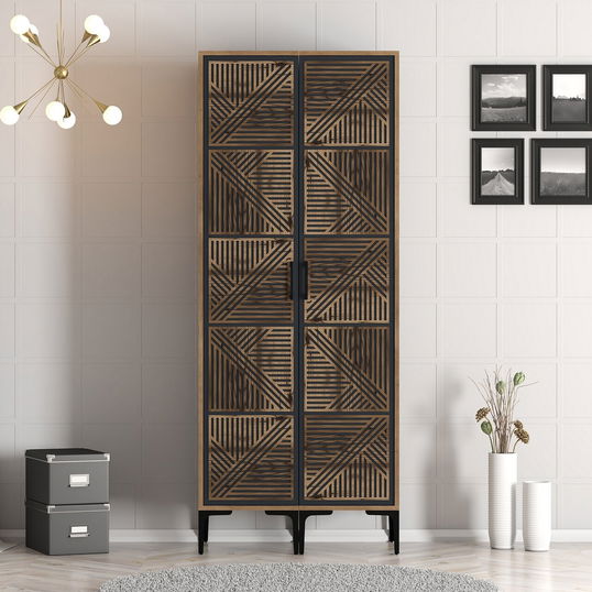 Dulap pentru haine, Hommy Craft, Kumsal PP, 80x47.5x201.4 cm, PAL, Nuc / Antracit