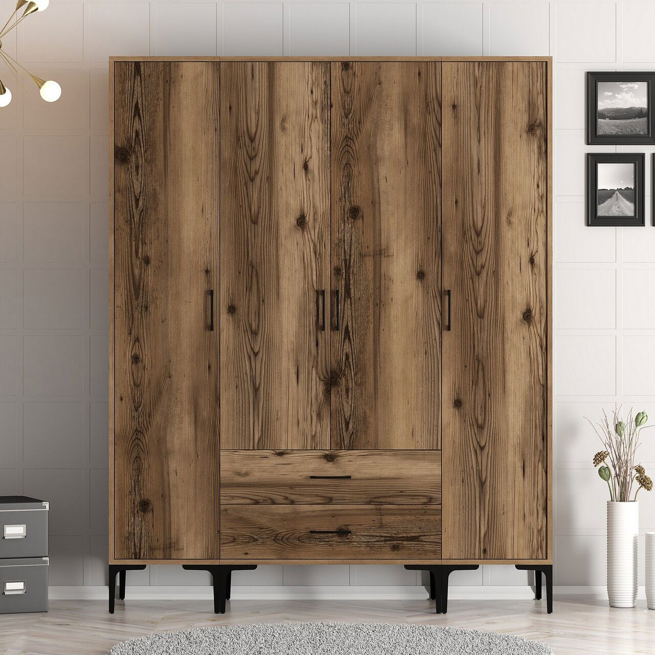Dulap pentru haine, Hommy Craft, Kumsal STS, 160x47.5x201.4 cm, PAL, Maro