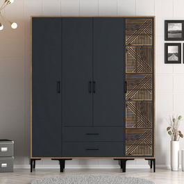 Dulap pentru haine, Hommy Craft, Kumsal STP, 160x47.5x201.4 cm, PAL, Nuc / Antracit