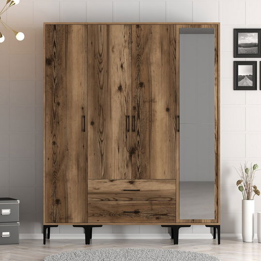 Dulap pentru haine, Hommy Craft, Kumsal STR, 160x47.5x201.4 cm, PAL, Maro