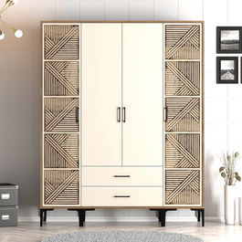 Dulap pentru haine, Hommy Craft, Kumsal PTP, 160x47.5x201.4 cm, PAL, Maro/Crem