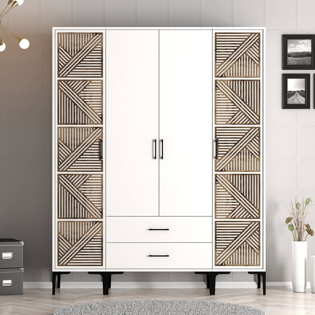 Dulap pentru haine, Hommy Craft, Kumsal PTP, 160x47.5x201.4 cm, PAL, Alb