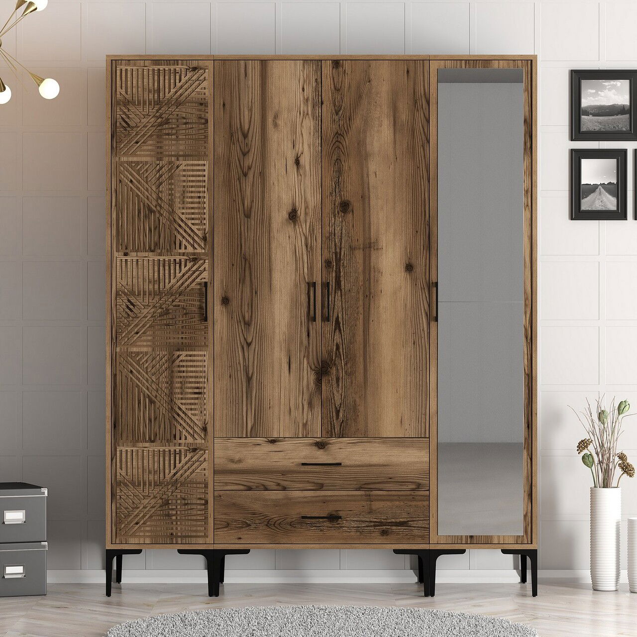Dulap pentru haine, Hommy Craft, Kumsal PTR, 160x47.5x201.4 cm, PAL, Maro