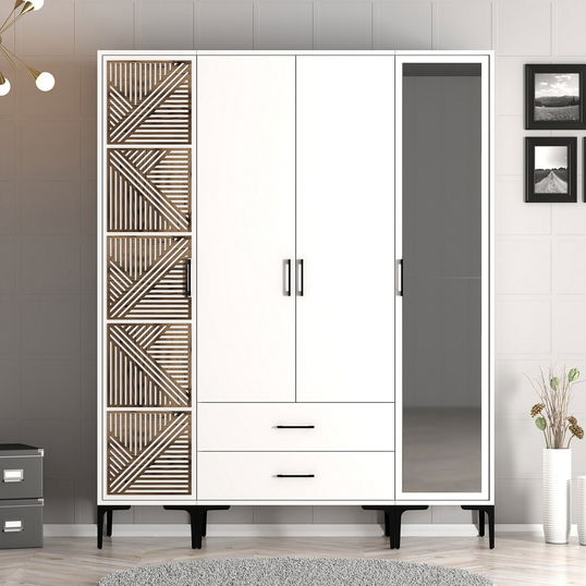 Dulap pentru haine, Hommy Craft, Kumsal PTR, 160x47.5x201.4 cm, PAL, Alb